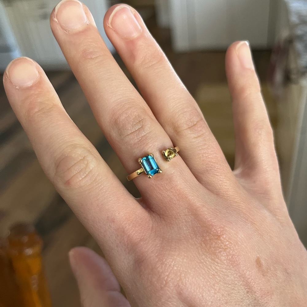 14k Gold Topaz & Citrine Ring - Picture 3 of 10